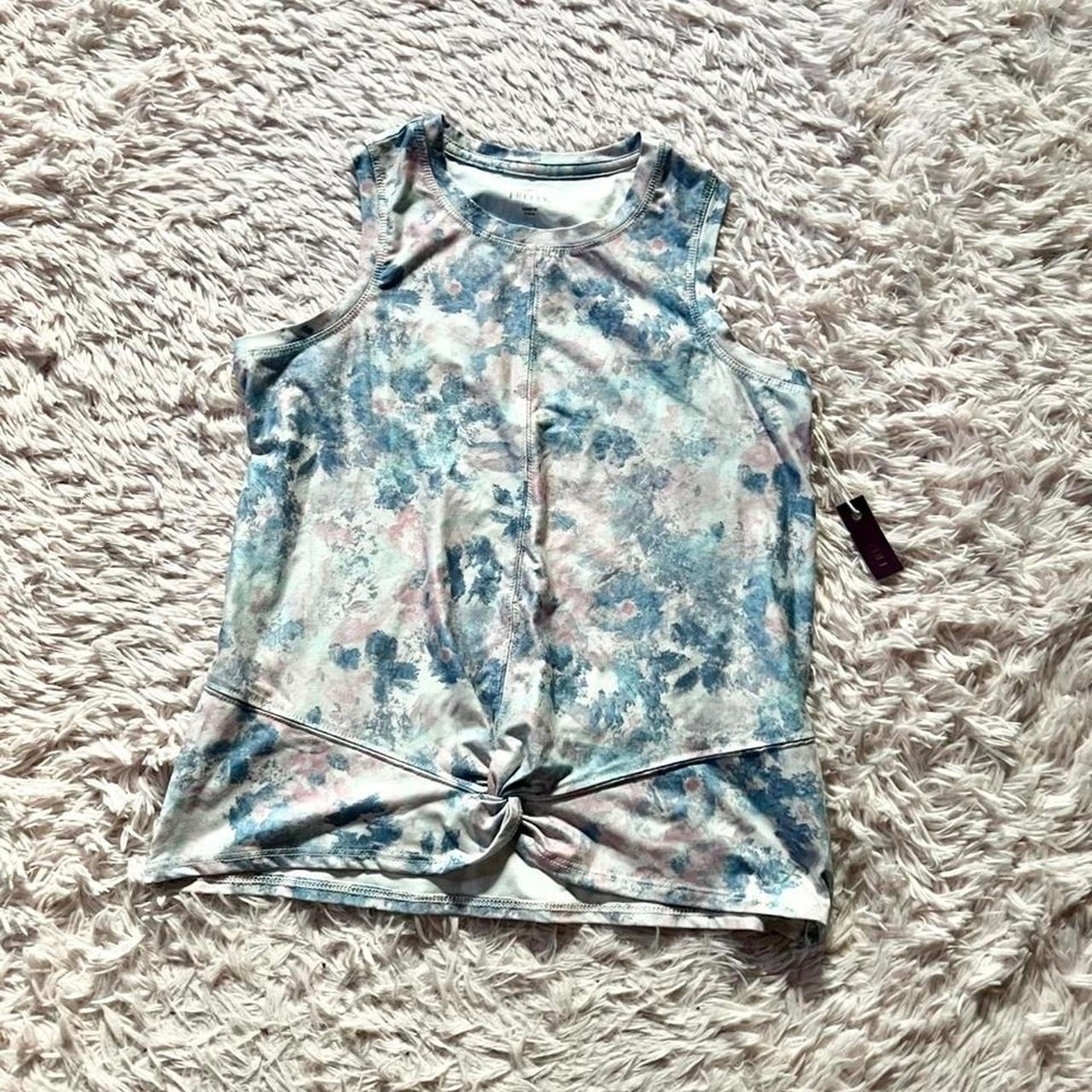 Trans Flag Tie Dye Knotted Athletic Casual Tank Womens L Clean Girl Yoga Gym Fit